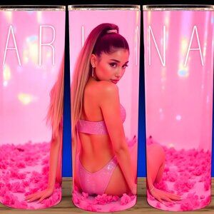 Ariana Grande Pink Rose Cup Mug Tumbler 20oz